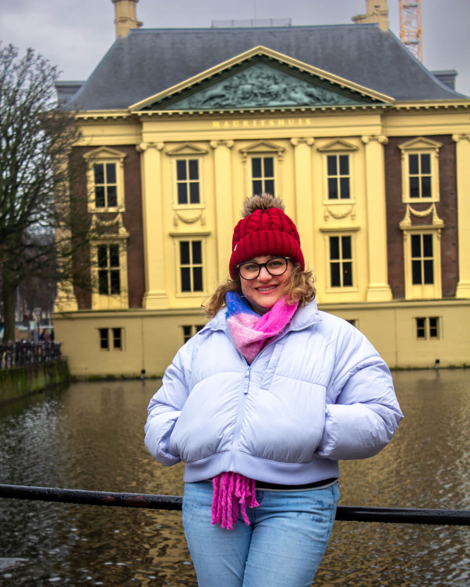 Adi in front of Mauritshuis, The Hague in the Netherlands