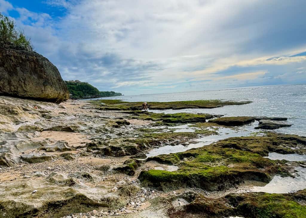 Stunning tide pools during low tide at Bingin Beach in Uluwatu Bali
