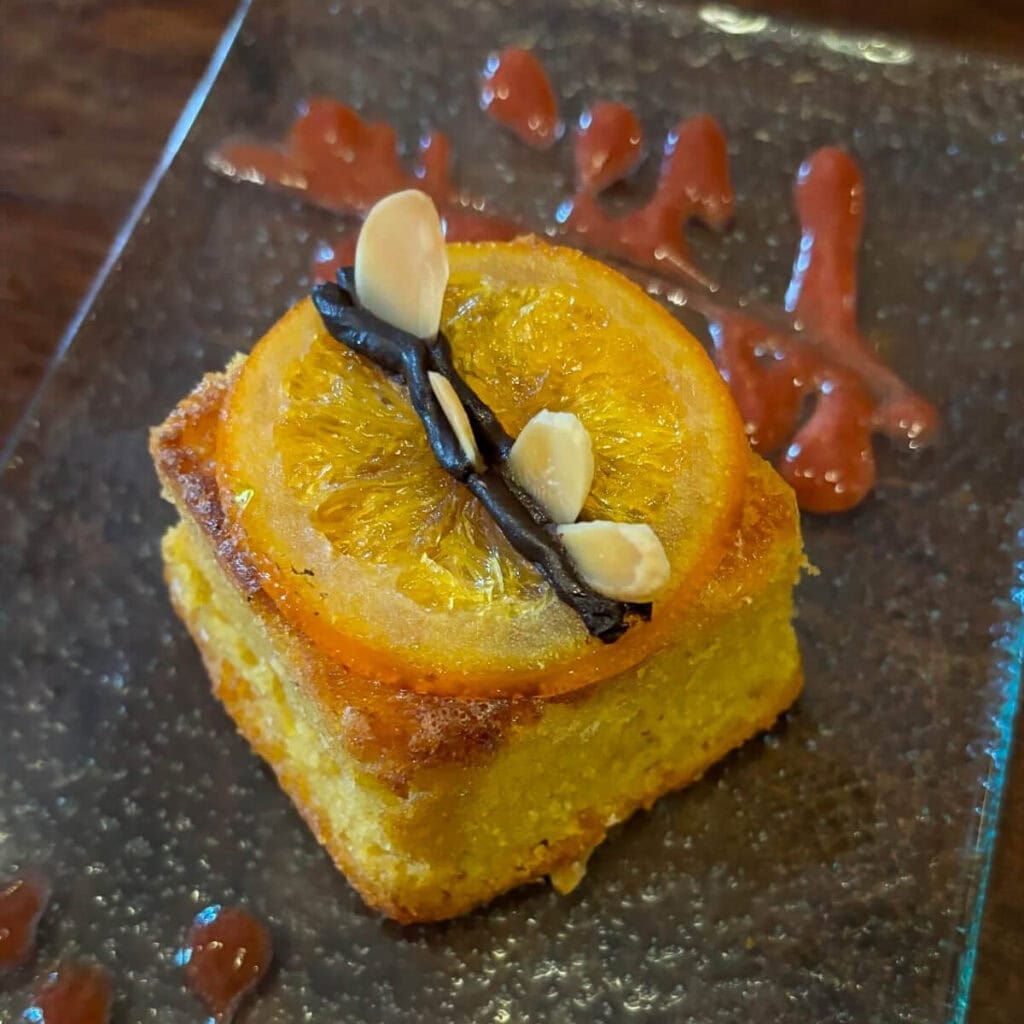 Delicious orange & almond cake found in one of the many cafes in Ubud, Bali.
