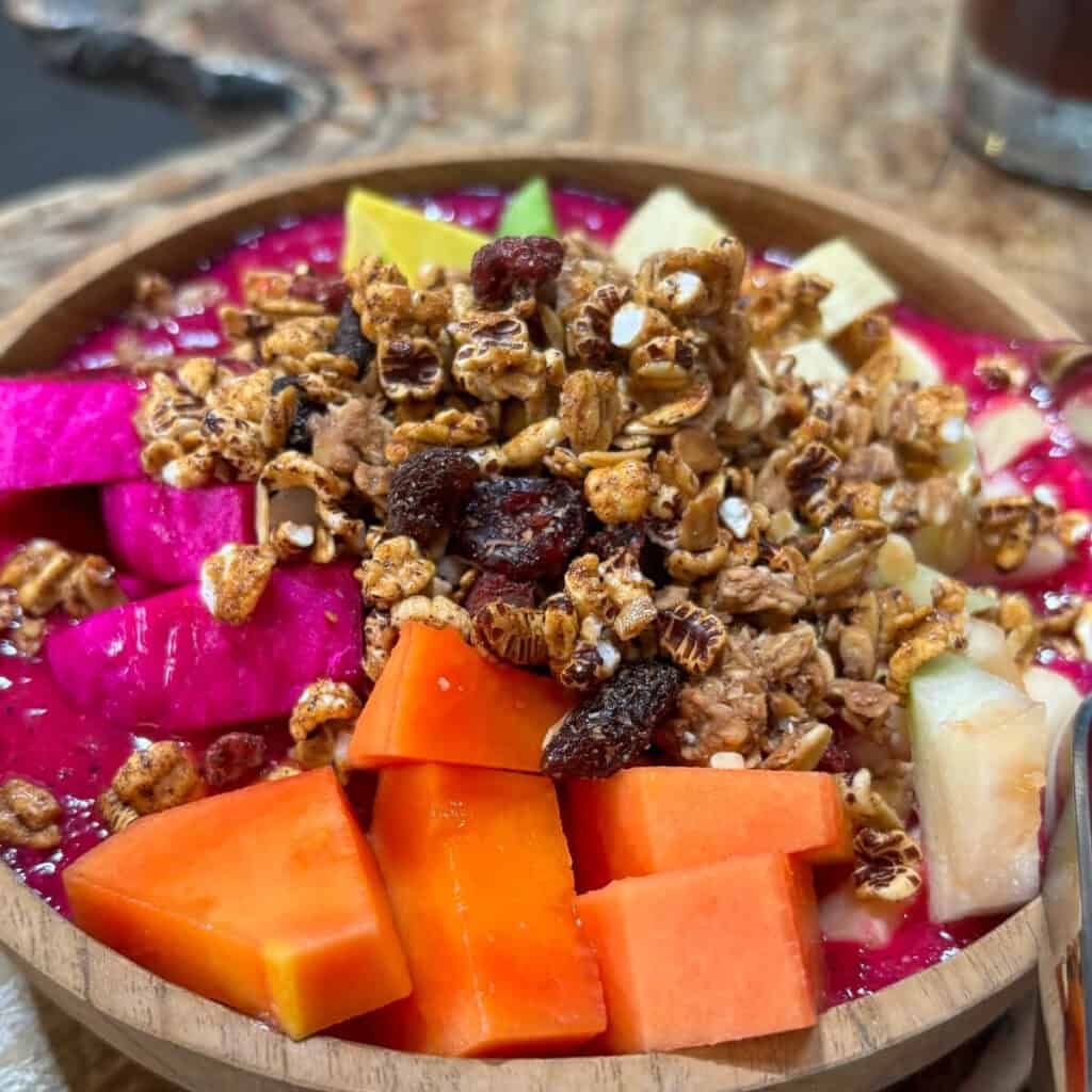 Smoothie bowl at a local Bali cafe