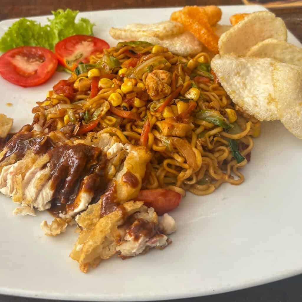 Mai Goreng (fried noodle) dish at a local warung in Bali