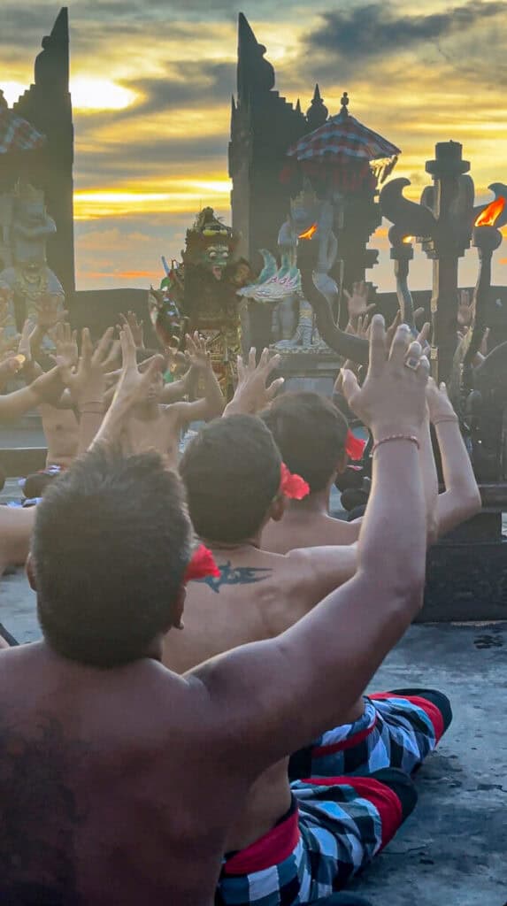 Prince Rama and the chanters at the start of the popular Uluwatu Kecak Dance